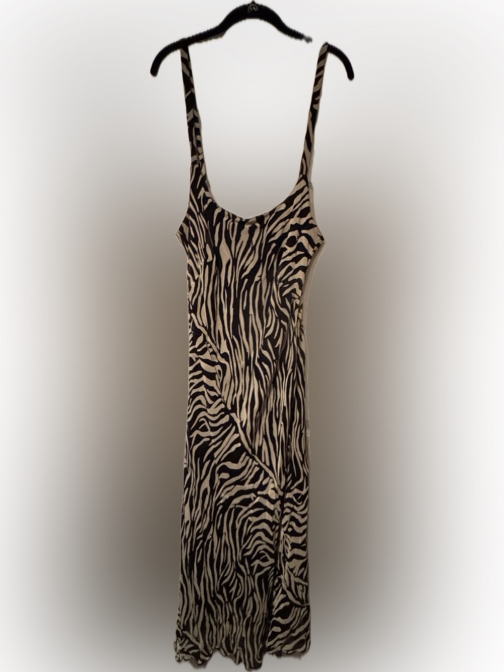 Vintage Lennie NY Sz 10 Animal-Print Sleeveless Maxi Dress Black & Cream